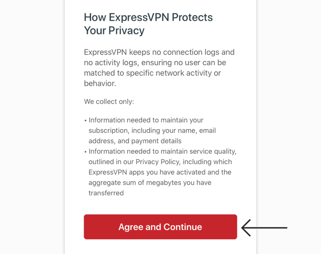 expressvpn-ios-同意隐私条款